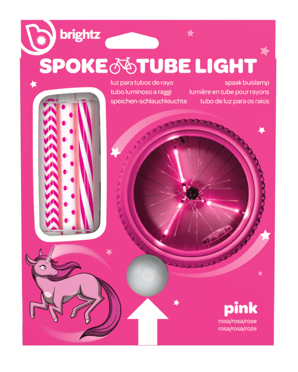 Lumini tubulare LED pentru roti bicicleta, SpinBrightz, roz