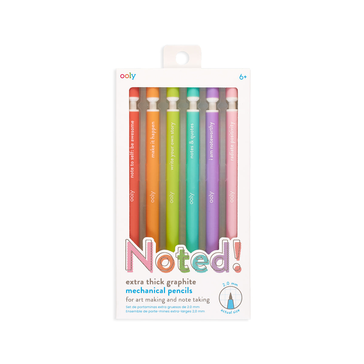 Notat! – Creioane mecanice grafit extra gros – set de 6, cu citate motivationale