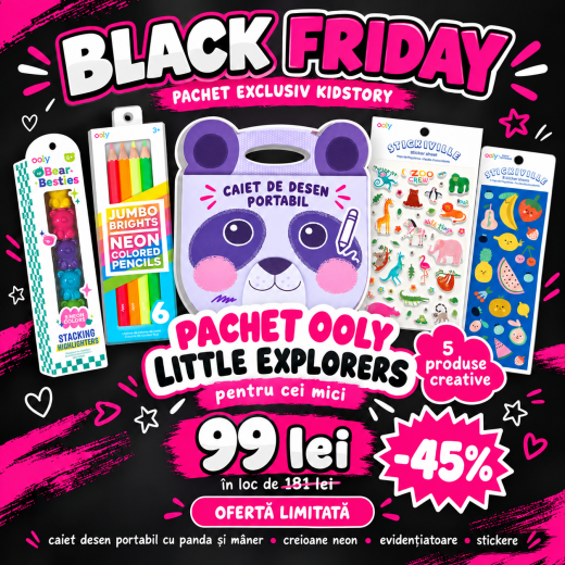 Pachet creativ OOLY Little Explorers Culori neon, stickere si accesorii distractive