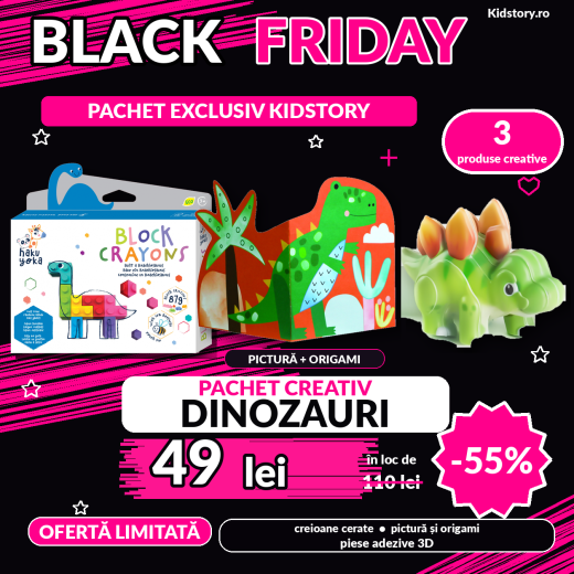 Pachet Dinozauri 3 surprize pentru micii exploratori