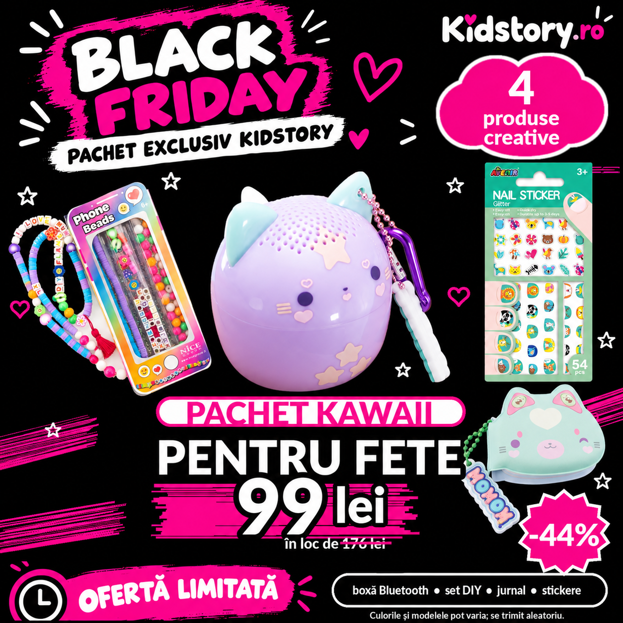 Pachet Kawaii pentru fete 4 accesorii cool si creative