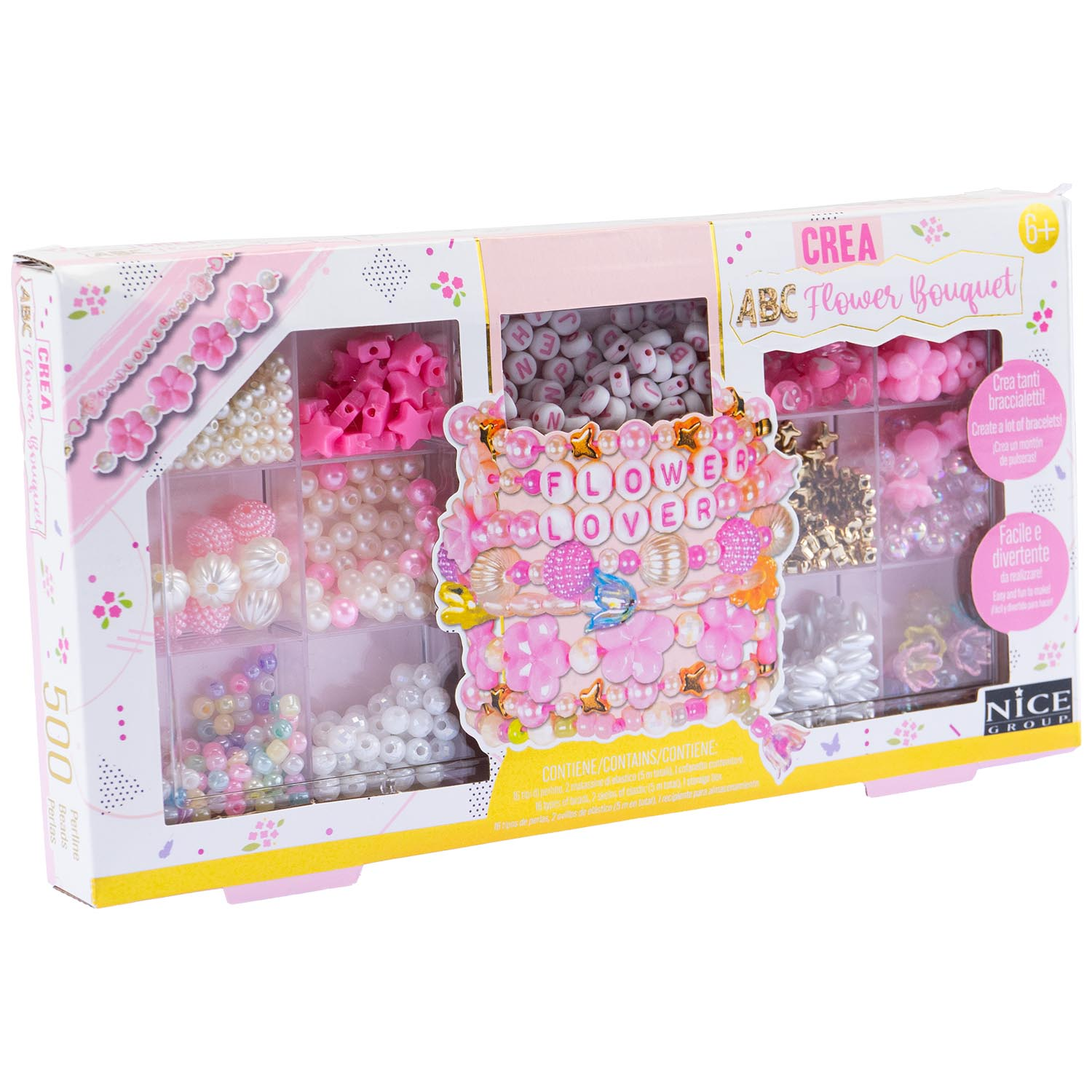 Kit creativ DIY – coliere si bratari cu margele Flower Bouquet, 500 piese, Perline ABC