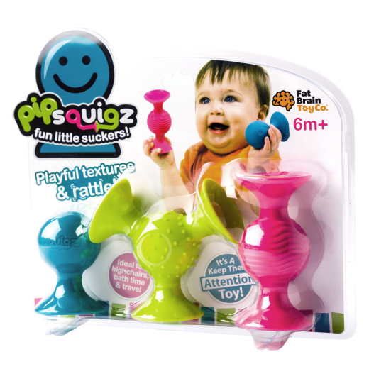 pipSquigz Set 3 jucarii senzoriale cu ventuze pentru bebelusi