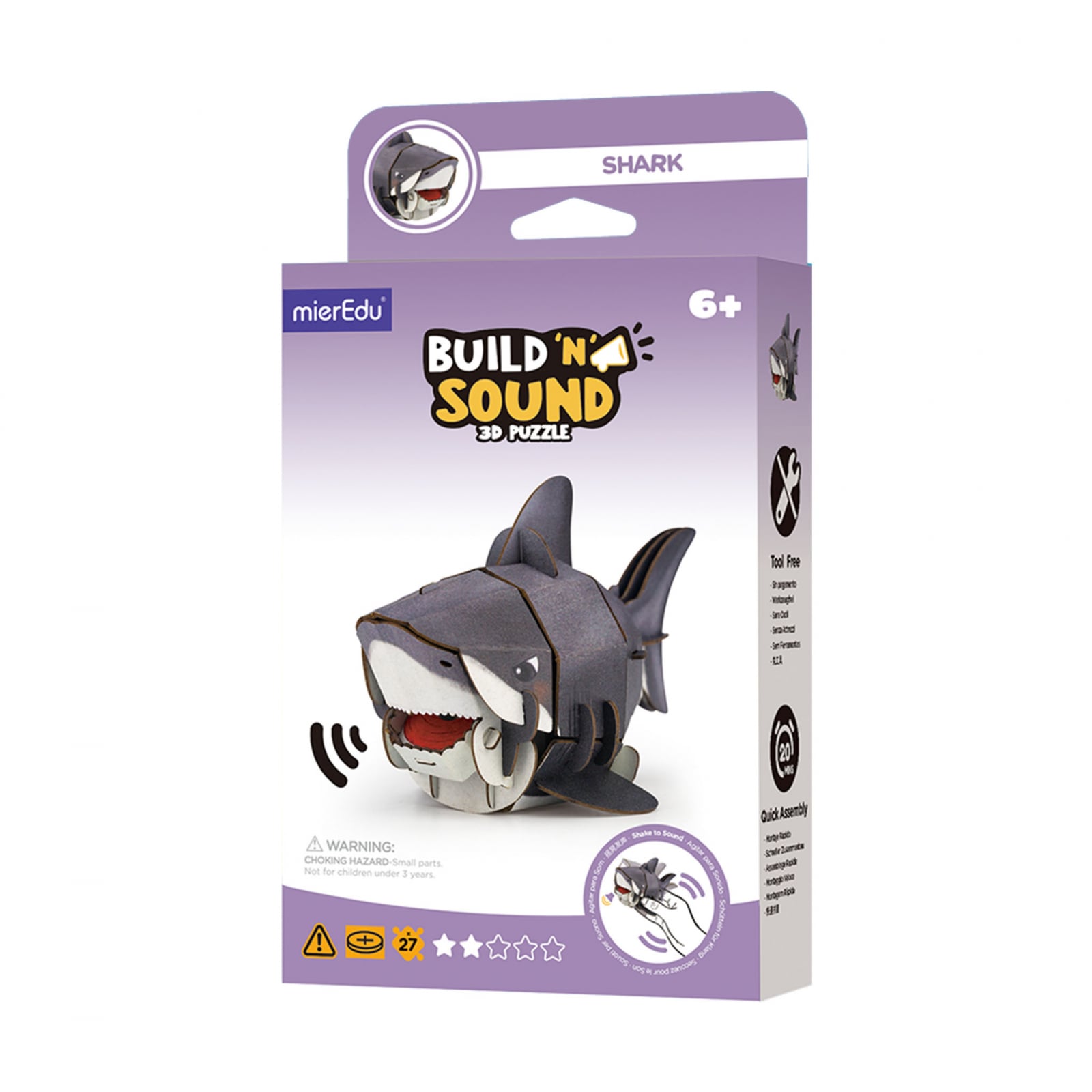 Puzzle 3D cu sunete – Rechin, Build n Sound