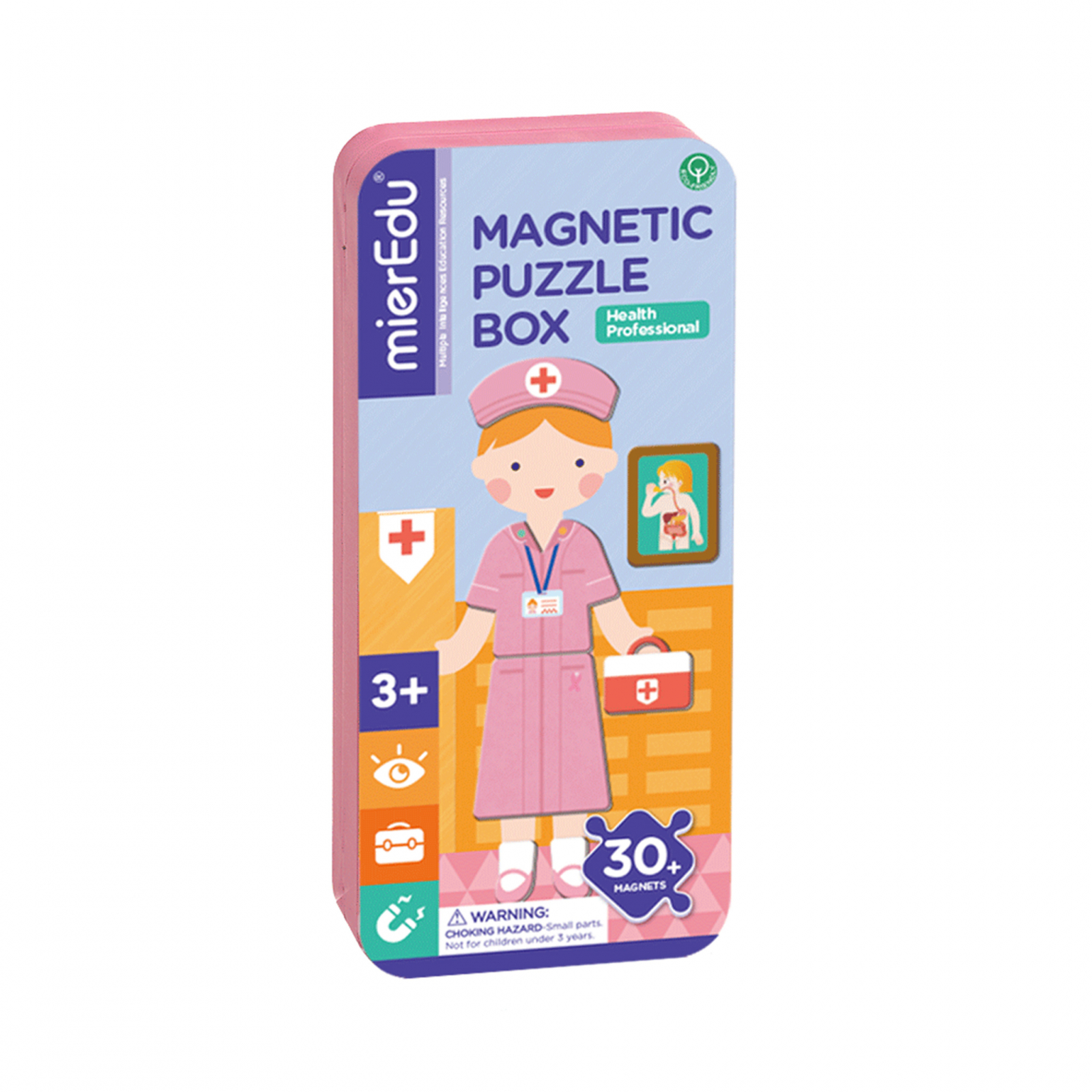 Puzzle magnetic in cutie metalica, joc de potrivire si asociere – Doctor