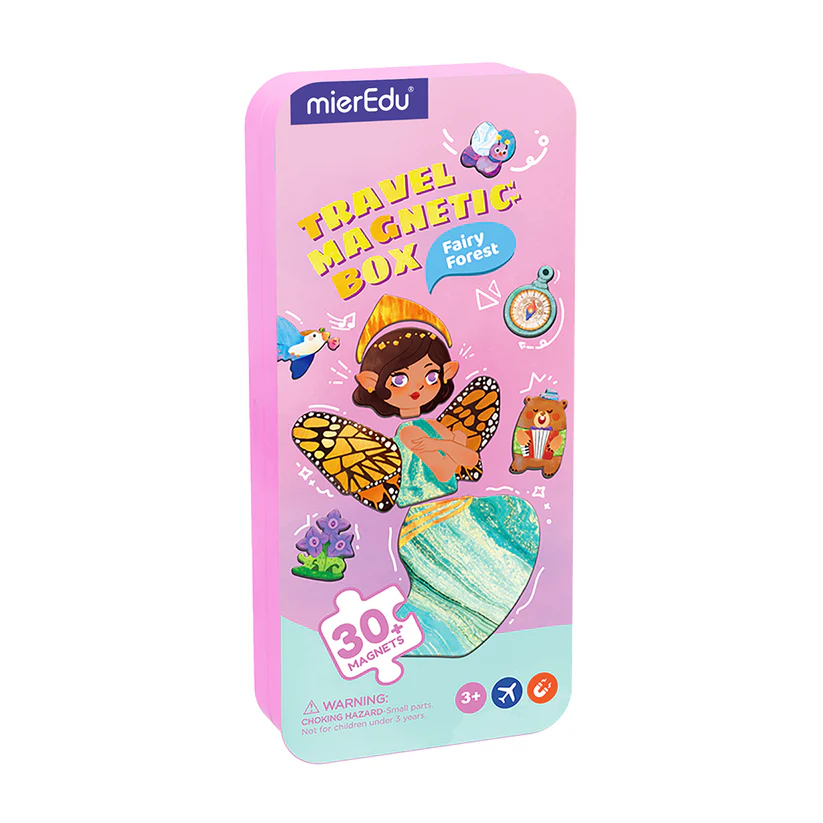 Puzzle magnetic in cutie metalica, joc de potrivire si asociere – Padurea Zanelor
