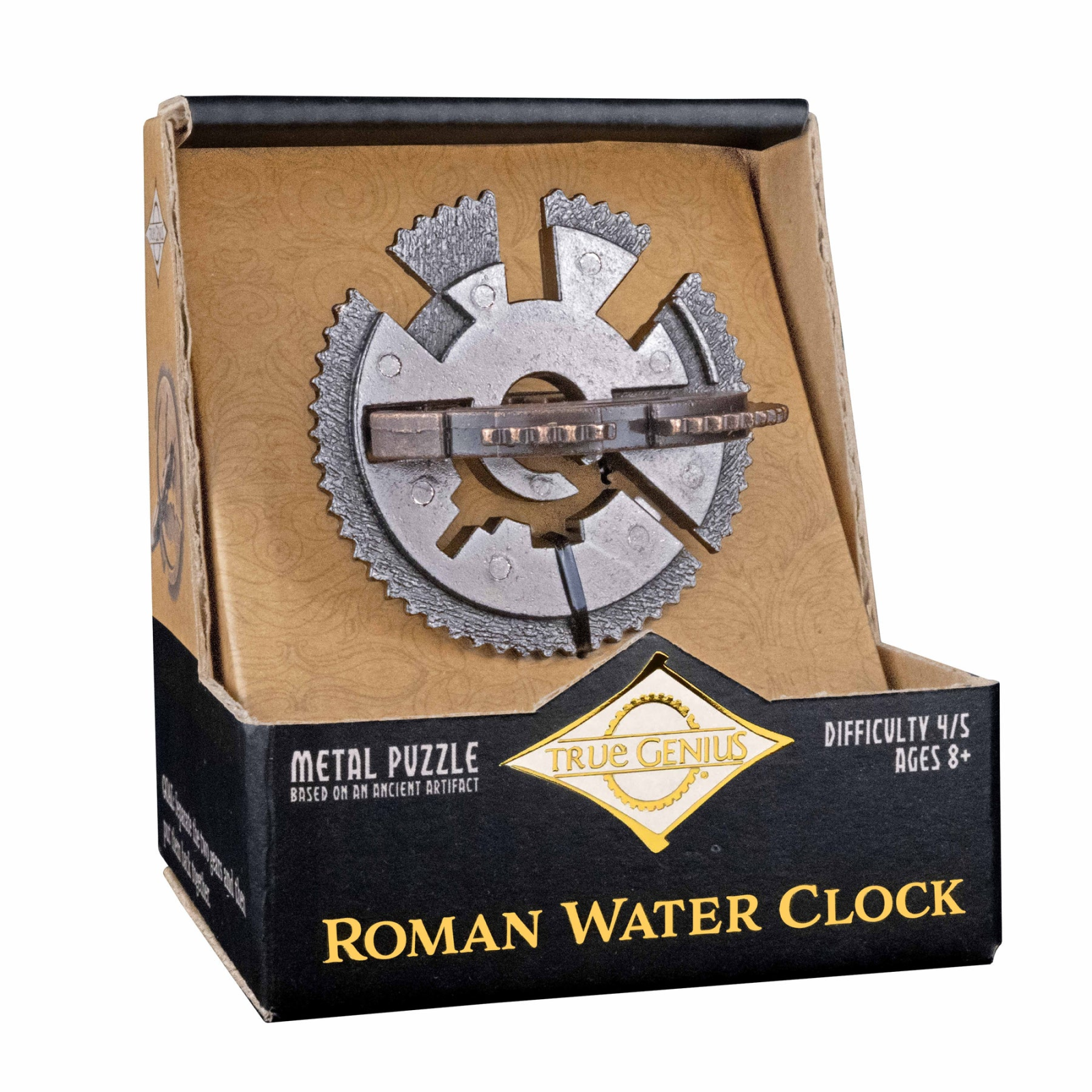 Joc logic IQ din metal cu roti dintate – Roman Water Clock