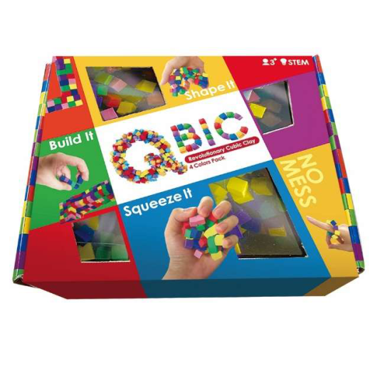 Q-Bic – cuburi din spuma pentru constructii senzoriale, 4 culori x 10 g