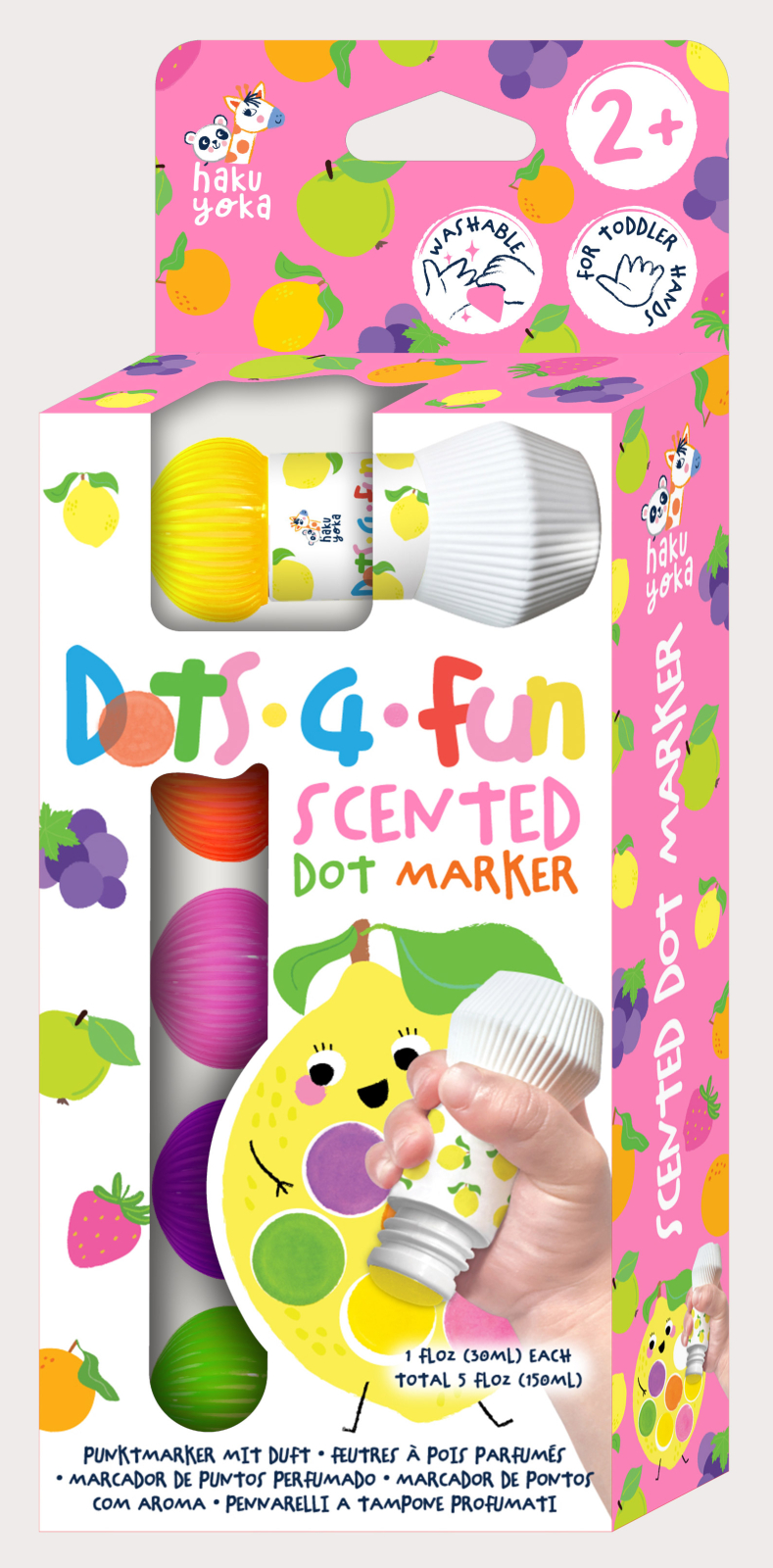 Set 5 carioci lavabile Dots4Fun – parfum de fructe, Haku Yoka