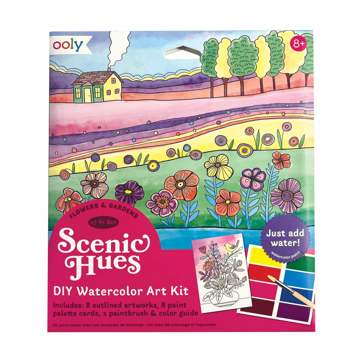 Set artistic cu acuarele DIY – Scenic Hues – Flori si gradini