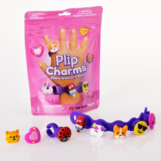 Set Bratara si inel cu talismane pop-it Plip Charms, roz