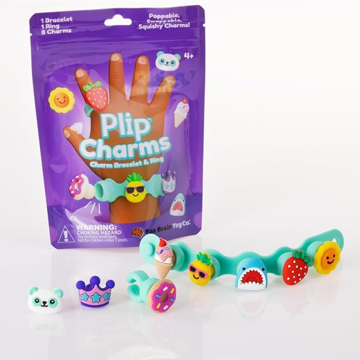Set Bratara si inel cu talismane pop-it Plip Charms, mov