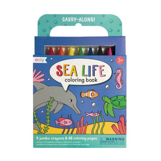 Set carte de colorat si creioane colorate – portabil, Sea Life