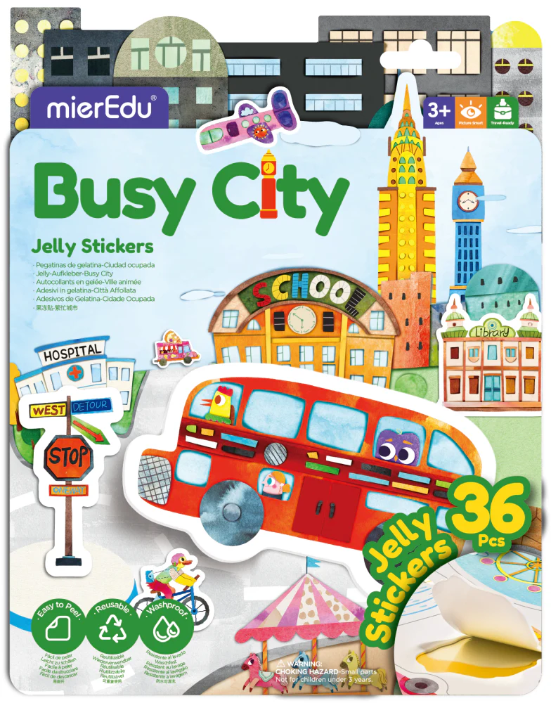 Set creativ cu stickere moi reutilizabile Orasul in miscare