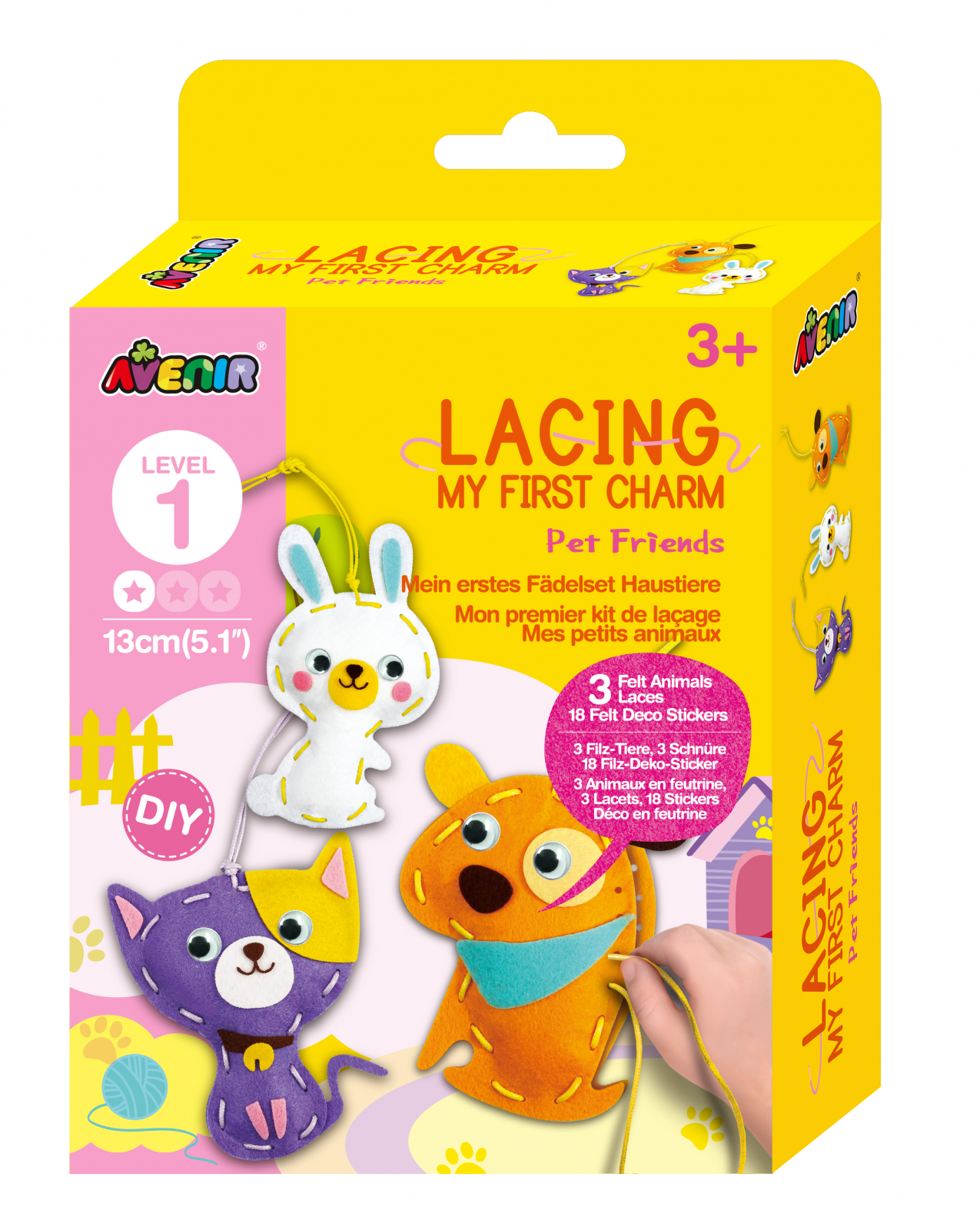 Set creativ de cusut cu tehnica siretului – Primul meu Pandantiv Animale de companie, nivel 1