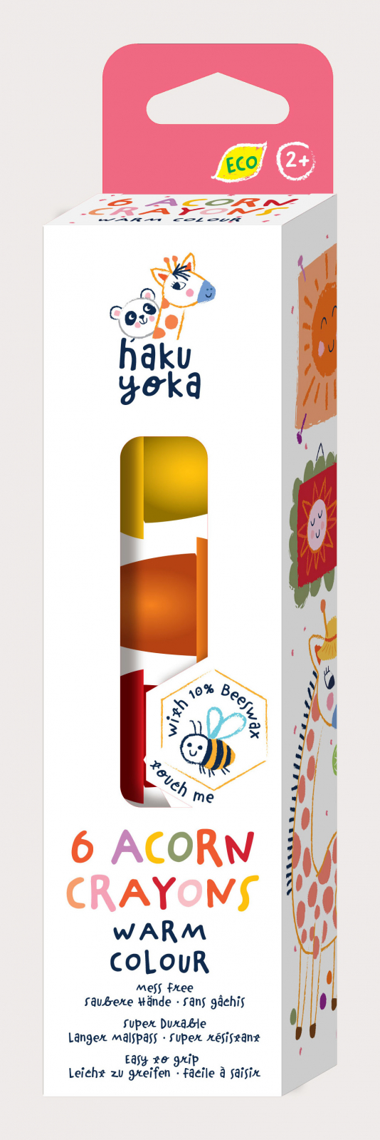 Set de 6 creioane cerate in forma de ghinda, Haku Yoka – culori calde
