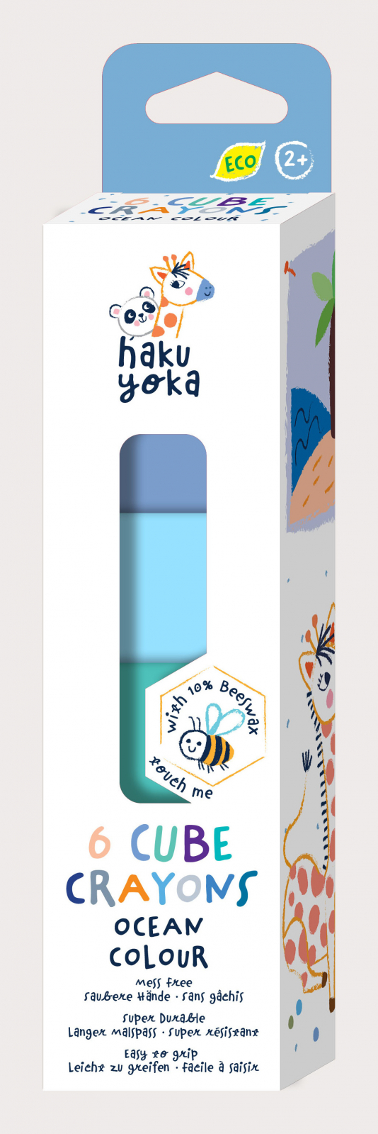 Set de 6 creioane cerate in forma de cub, Haku Yoka – culori ocean