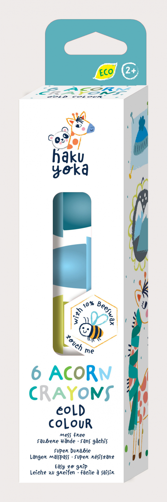 Set de 6 creioane cerate in forma de ghinda, Haku Yoka – culori reci