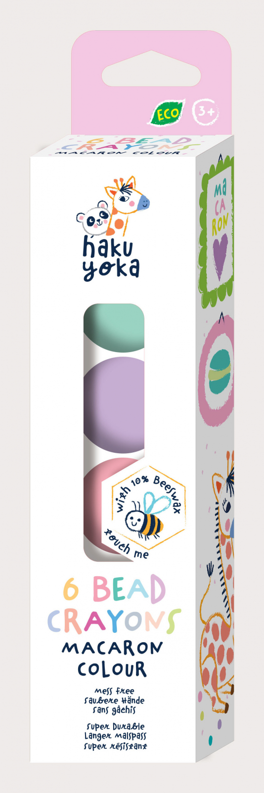 Set de 6 creioane cerate in forma de margele, Haku Yoka – culori Macarons