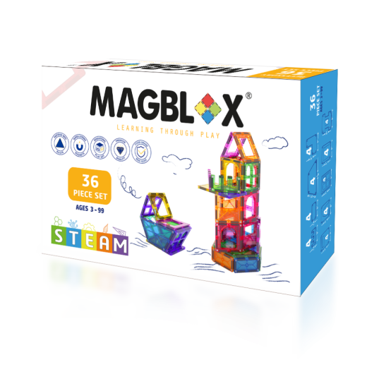 Set magnetic Magblox – 36 piese magnetice accesorii pentru constructie