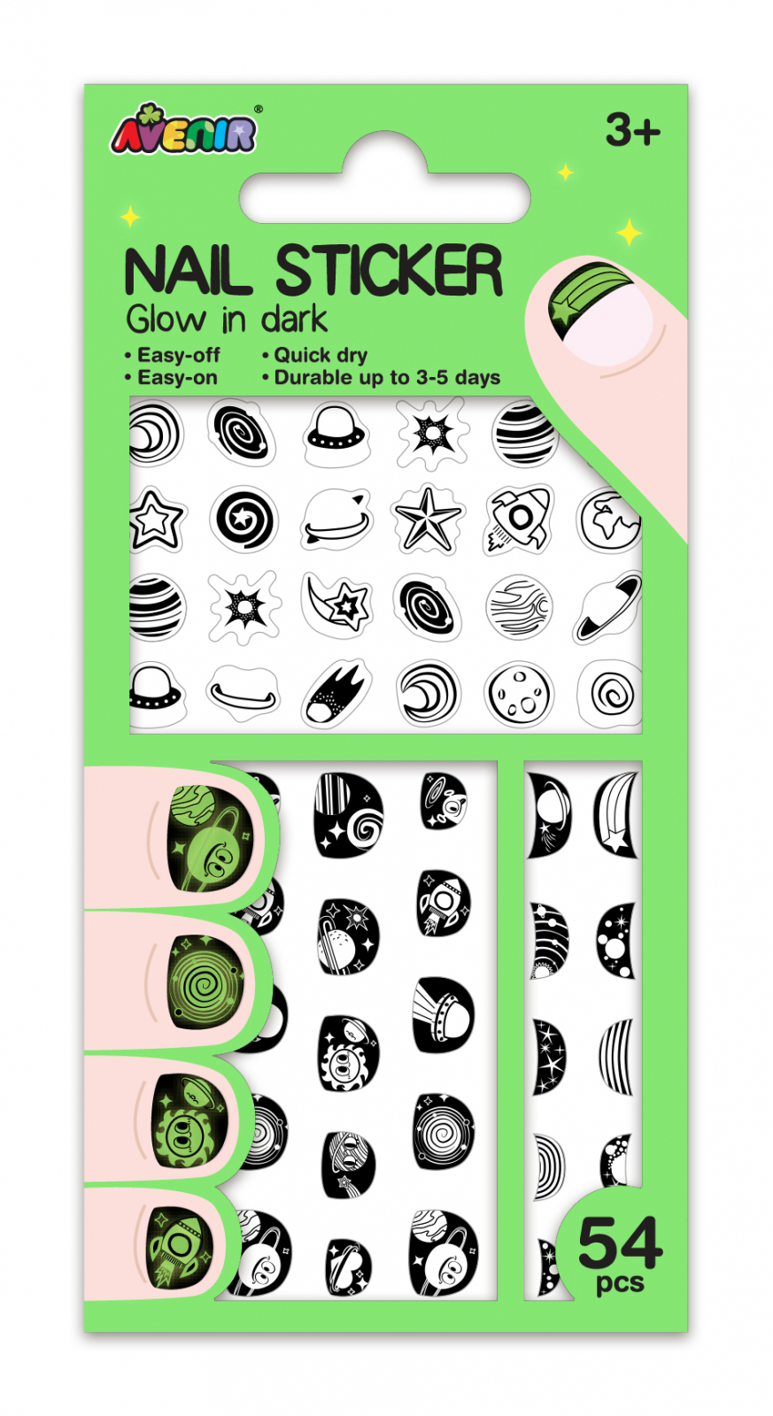 Stickere pentru unghii fosforescente – stralucesc in intuneric – Spatiu