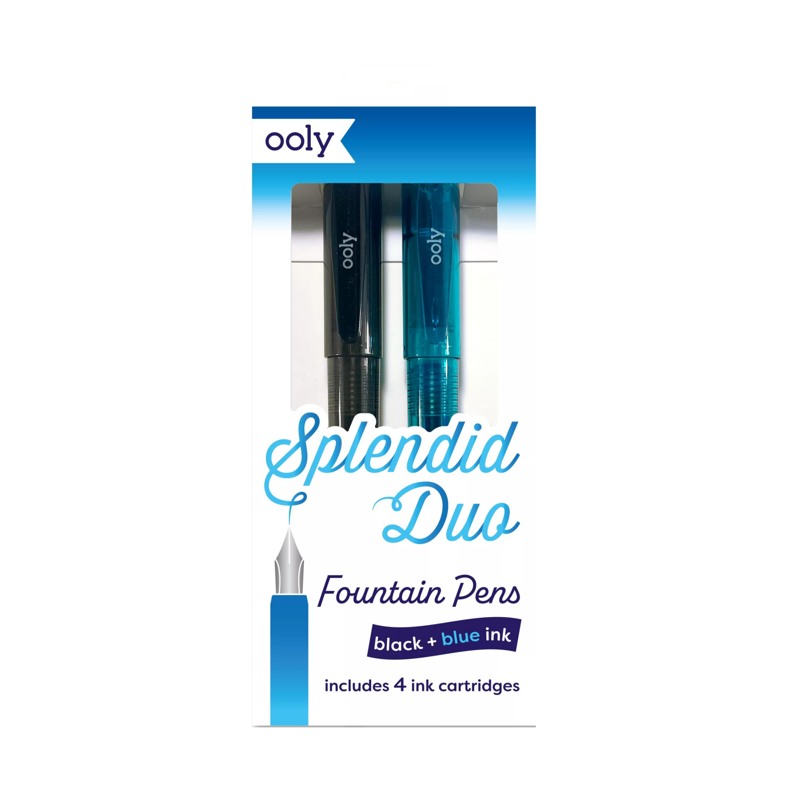Stilouri Splendid Duo – set de 2 stilouri cu 4 rezerve de cerneala albastra si neagra